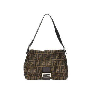 FENDI Mamma Bucket Shoulder Bag Zucca Canvas Brown Leather